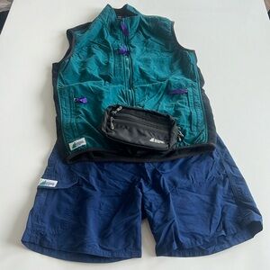 Vintage MEC Hiking Bundle - Fleece Vest, Rad Shorts, Belt Bag, & Crossbody Bag
